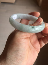 Load image into Gallery viewer, 52mm certified natural 100% natural Type A green white with green flying flowers oval jadeite jade bangle PB109-2439
