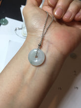 Load image into Gallery viewer, 13.4-16.6mm Type A 100% Natural icy watery light green white gray Jadeite Safety Guardian Button donuts pendant PF21 Add on item
