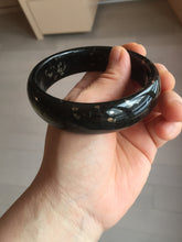 Load image into Gallery viewer, 61mm 100% Natural dark green/black meteorite Stellar Night sky nephrite bangle HN89-1022
