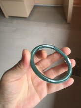 Load image into Gallery viewer, 54mm Certified Type A 100% Natural dark green/blue/gray with Guatemala slim round cut Jadeite bangle PJ30-3872
