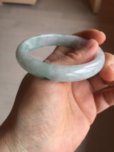 Load image into Gallery viewer, 52mm certified natural 100% natural Type A green white with green flying flowers oval jadeite jade bangle PB109-2439
