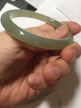 Load image into Gallery viewer, 52.5mm Certified 100% Natural icy waery light green/yellow/gray round cut nephrite jade bangle HN35-3599
