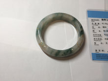 Load image into Gallery viewer, 55.5mm certified 100% natural Type A green white red with green floating flowers carved and golden-painted jadeite jade bangle PF82-6076
