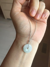 Load image into Gallery viewer, 13.4-16.6mm Type A 100% Natural icy watery light green white gray Jadeite Safety Guardian Button donuts pendant PF21 Add on item
