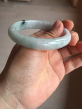 Load image into Gallery viewer, 52mm certified natural 100% natural Type A green white with green flying flowers oval jadeite jade bangle PB109-2439
