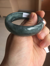 Load image into Gallery viewer, 49mm Certified Type A 100% Natural icy watery deep sea green/blue/gray/white oval Guatemala Jadeite bangle F124-2262

