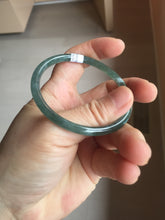 Load image into Gallery viewer, 53.8mm Certified Type A 100% Natural  icy watery dark green/blue/gray with Guatemala slim round cut Jadeite bangle PJ29-5620

