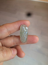 Load image into Gallery viewer, 100% natural type A icy watery light green/dark green jadeite jade leaf pendant group AZ100
