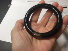 Load image into Gallery viewer, 56mm certified 100% Natural black meteorite chubby round cut nephrite bangle HN36-3600
