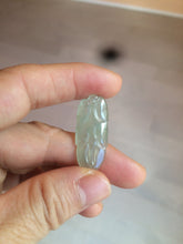 Load image into Gallery viewer, 100% natural type A icy watery light green/dark green jadeite jade leaf pendant group AZ100

