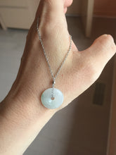 Load image into Gallery viewer, 13.4-16.6mm Type A 100% Natural icy watery light green white gray Jadeite Safety Guardian Button donuts pendant PF21 Add on item
