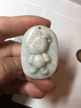 Load image into Gallery viewer, 100% Natural light green Jadeite Jade little doggy pendant A64
