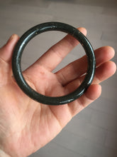 Load image into Gallery viewer, 61.5mm 100% Natural dark green/black round cut nephrite bangle HN88-0752
