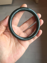 Load image into Gallery viewer, 61.5mm 100% Natural dark green/black round cut nephrite bangle HN88-0752
