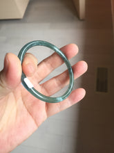 Load image into Gallery viewer, 53.8mm Certified Type A 100% Natural  icy watery dark green/blue/gray with Guatemala slim round cut Jadeite bangle PJ29-5620
