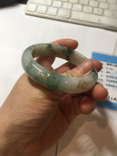 Load image into Gallery viewer, 55.5mm certified 100% natural Type A green white red with green floating flowers carved and golden-painted jadeite jade bangle PF82-6076
