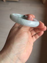 Load image into Gallery viewer, 52mm certified natural 100% natural Type A green white with green flying flowers oval jadeite jade bangle PB109-2439
