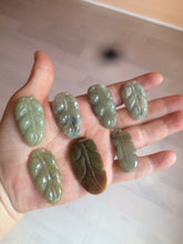 Load image into Gallery viewer, 100% natural type A yellow/purple jadeite jade leaf pendant necklace group AZ99
