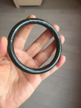 Load image into Gallery viewer, 61.5mm 100% Natural dark green/black round cut nephrite bangle HN88-0752
