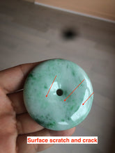 Load image into Gallery viewer, 100% Natural sunny green/pink/purple tropical beach jadeite Jade Safety Guardian Button(donut) Pendant/worry stone X123

