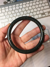 Load image into Gallery viewer, 64mm 100% Natural Dark Green/Black Meteorite Starry Night Sky Galaxy round cut Nephrite Bangle HK1-0552
