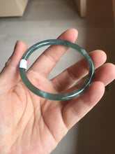 Load image into Gallery viewer, 53.8mm Certified Type A 100% Natural  icy watery dark green/blue/gray with Guatemala slim round cut Jadeite bangle PJ29-5620
