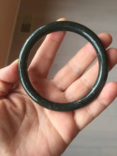 Load image into Gallery viewer, 61.5mm 100% Natural dark green/black round cut nephrite bangle HN88-0752
