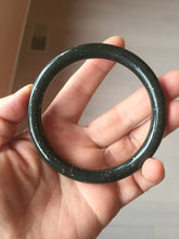 Load image into Gallery viewer, 61.5mm 100% Natural dark green/black round cut nephrite bangle HN88-0752
