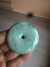 Load image into Gallery viewer, 100% Natural sunny green/pink/purple tropical beach jadeite Jade Safety Guardian Button(donut) Pendant/worry stone X123
