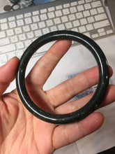 Load image into Gallery viewer, 64mm 100% Natural Dark Green/Black Meteorite Starry Night Sky Galaxy round cut Nephrite Bangle HK1-0552
