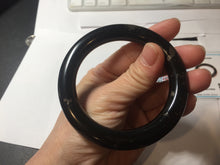 Load image into Gallery viewer, 56mm certified 100% Natural black meteorite chubby round cut nephrite bangle HN36-3600

