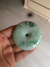 Load image into Gallery viewer, 100% Natural sunny green/pink/purple tropical beach jadeite Jade Safety Guardian Button(donut) Pendant/worry stone X123
