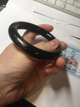 Load image into Gallery viewer, 56mm certified 100% Natural black meteorite chubby round cut nephrite bangle HN36-3600
