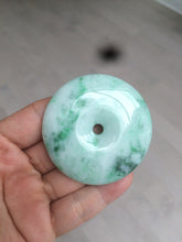 Load image into Gallery viewer, 100% Natural sunny green/pink/purple tropical beach jadeite Jade Safety Guardian Button(donut) Pendant/worry stone X123
