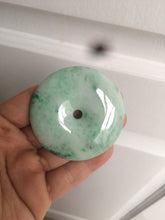 Load image into Gallery viewer, 100% Natural sunny green/pink/purple tropical beach jadeite Jade Safety Guardian Button(donut) Pendant/worry stone X123
