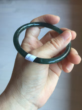 Load image into Gallery viewer, 58.2mm Certified Type A 100% Natural dark green/blue/gray with flying snow Guatemala slim round cut Jadeite bangle PD61-3385
