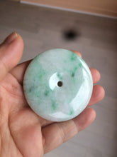 Load image into Gallery viewer, 100% Natural sunny green/pink/purple tropical beach jadeite Jade Safety Guardian Button(donut) Pendant/worry stone X123
