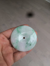 Load image into Gallery viewer, 100% Natural sunny green/pink/purple tropical beach jadeite Jade Safety Guardian Button(donut) Pendant/worry stone X123
