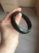 Load image into Gallery viewer, 58.5mm 100% Natural dark green/black meteorite Stellar Night sky nephrite bangle HN86-7597
