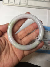 Load image into Gallery viewer, 56mm Certified Type A 100% Natural light green purple(春带彩) round cut jadeite Jade bangle AA79-4954

