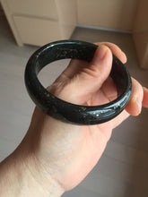 Load image into Gallery viewer, 58.5mm 100% Natural dark green/black meteorite Stellar Night sky nephrite bangle HN86-7597
