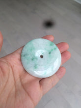 Load image into Gallery viewer, 100% Natural sunny green/pink/purple tropical beach jadeite Jade Safety Guardian Button(donut) Pendant/worry stone X123
