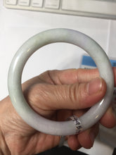 Load image into Gallery viewer, 56mm Certified Type A 100% Natural light green purple(春带彩) round cut jadeite Jade bangle AA79-4954
