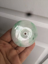 Load image into Gallery viewer, 100% Natural sunny green/pink/purple tropical beach jadeite Jade Safety Guardian Button(donut) Pendant/worry stone X123
