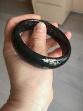 Load image into Gallery viewer, 58.5mm 100% Natural dark green/black meteorite Stellar Night sky nephrite bangle HN86-7597
