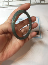 Load image into Gallery viewer, 54mm Type A 100% Natural Light Green/Gray/Black/Purple/Brown “Reed Flowers &amp; Snow” Guatemala Slim Round Cut Jadeite Bangle PJ126-1420
