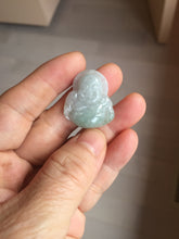 Load image into Gallery viewer, 100% Natural type A icy watery oily dark green(油青) happy Buddha jadeite pendant BS126
