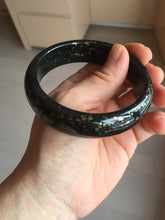 Load image into Gallery viewer, 58.5mm 100% Natural dark green/black meteorite Stellar Night sky nephrite bangle HN86-7597
