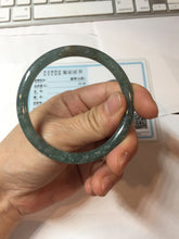 Load image into Gallery viewer, 54mm Type A 100% Natural Light Green/Gray/Black/Purple/Brown “Reed Flowers &amp; Snow” Guatemala Slim Round Cut Jadeite Bangle PJ126-1420
