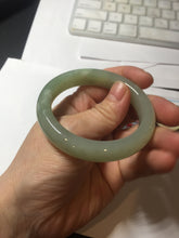 Load image into Gallery viewer, 51mm Certified 100% Natural icy waery light green/yellow/gray nephrite jade bangle HN37-3595
